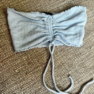 Blue, Crop top, Tube top, Medium